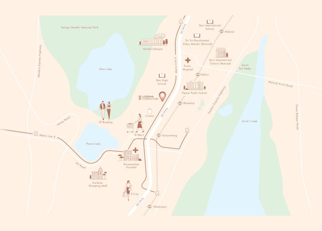 Lodha Corinthia location map